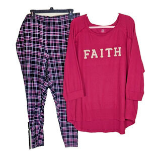 Cato Women’s Plus Size Lounge Outfit - FAITH Top ~ Cotton Blend Leggings 3X